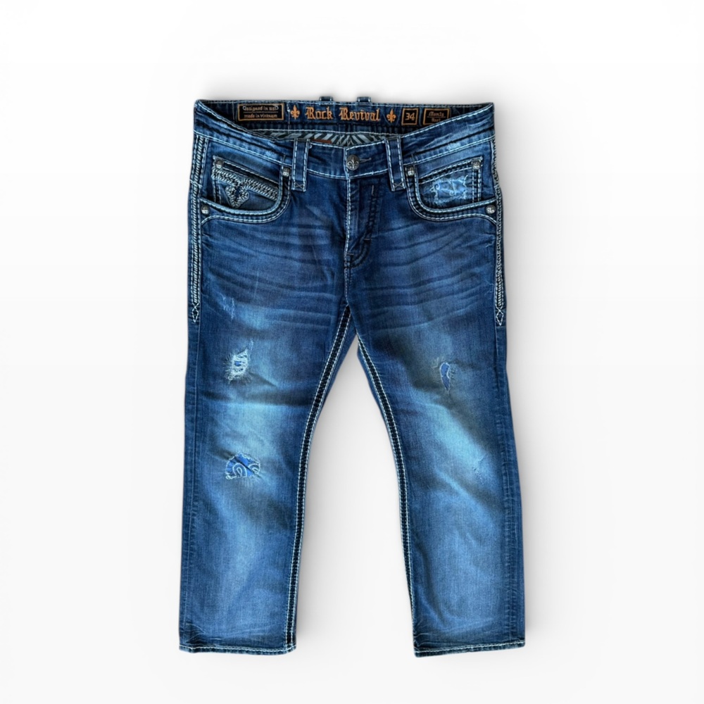 Rock Revival Blue Distressed Jeans
